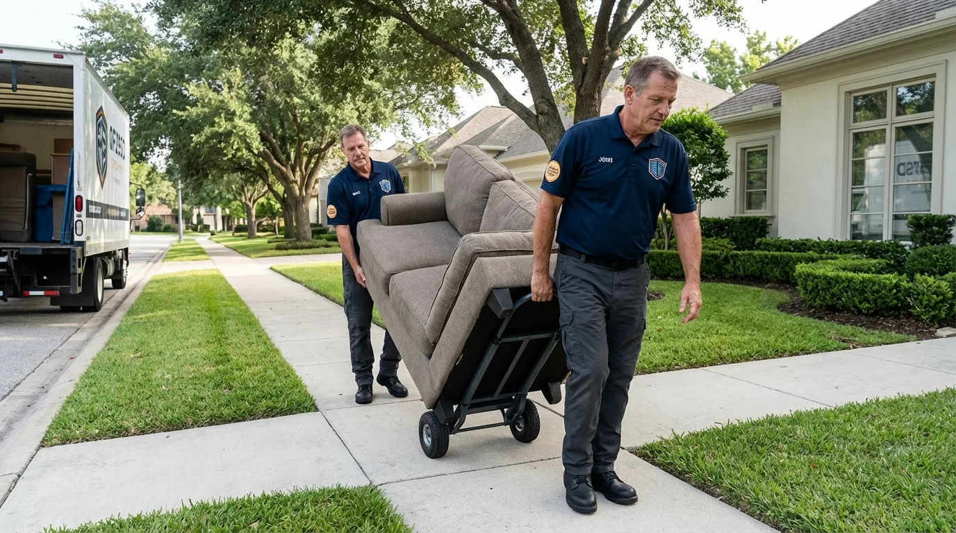 Local residential moving crew loading furniture in Hinckley, MN